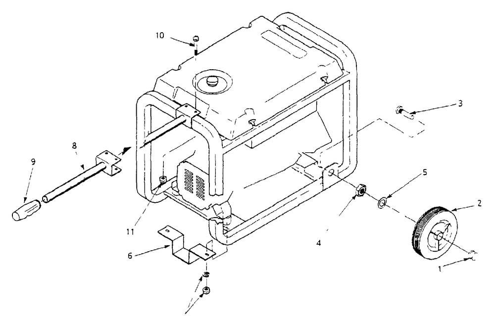 Wheel Kit Replacement Parts (10/95) Diagram and Parts List for 9578-1-3W795B  Briggs and Stratton Generator